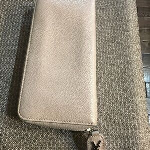 YSL Blush Pink Zippy Continental Wallet Grain de Poudre Leather